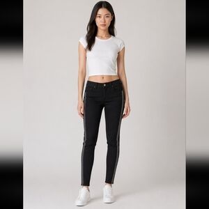 MAVI Adriana Ankle Mid Rise Super Skinny Tuxedo Black Jeans Sample 27